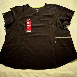 Scrubstar Ethical Fabric women's size 3XL black scrub top has stretch, NWT